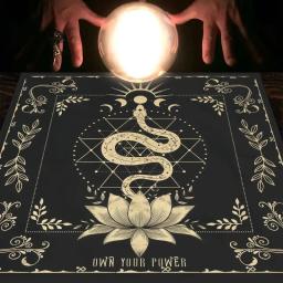 Toalha De Mesa De Tarô Com Seu Poder, Em Forma De Serpente, Estampa Floral e Vegetal, Toalha De Mesa Astrologia, Decoração De Altar, 1Pc - Image 3
