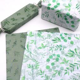 Padrão de Folha Verde Papel De Tecido, Perfeito para Embrulho, Artesanato DIY, Decorações De Festa De Casamento, 50x35cm, 20 Folhas - Image 1