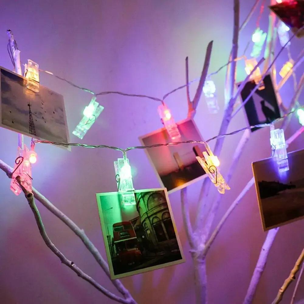 Luzes LED Cordas com Clipes e Fotos Titular, Pegs e Luzes Cordas, Luzes Brilhantes de Fadas, Natal, Casamento, Festa de Aniversário, Decoração Dia dos Namorados - Image 1