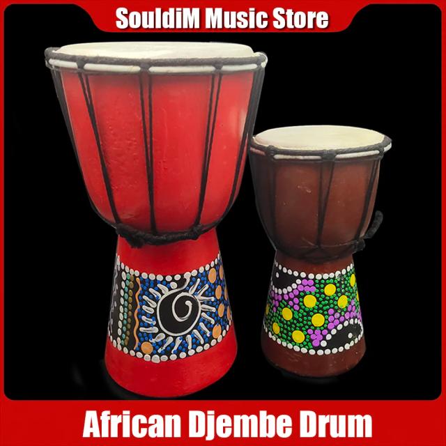 Djembe Africano Profissional de 4 e 6 Polegadas em Madeira com Som Tradicional de Alta Qualidade