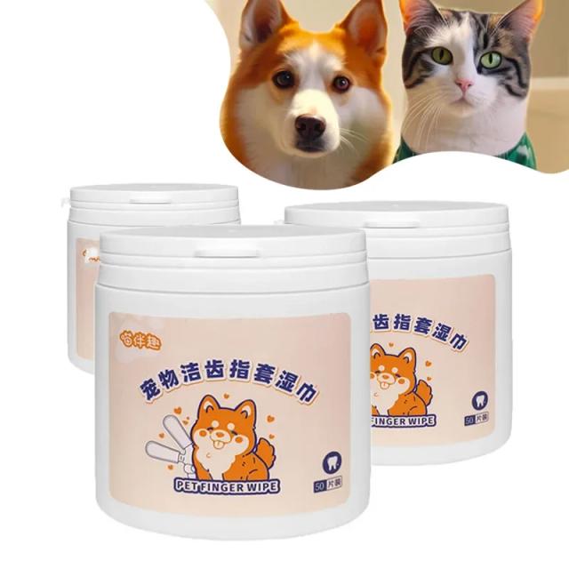 Toalhetes Descartáveis para Animais: Limpeza Oral e Combate ao Mau Hálito para Cães e Gatos - Conjunto com 50 Peças de Finger Cots Dentais
