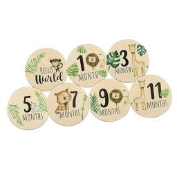 Cartões Milestone Mensais de Madeira para o Crescimento do Bebê, Rodada Photo Prop, Discos para o Crescimento Recém-nascido, 1 a 12 Meses, 7Pcs - Image 6