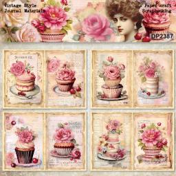 Pacote de cartões Panalisa Craft, Estilo Vintage, Bolo de Copo Scrapbooking, Papel Modelado, Peso leve, 8 folhas, Tamanho A5 - Image 3