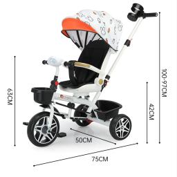 Assento Rotativo Multifuncional Infantil, Bicicleta Dobrável Portátil, Carrinho de Bebê, Bicicleta Pode Sentar e Mentir, 1 a 6 Anos de Idade - Image 3