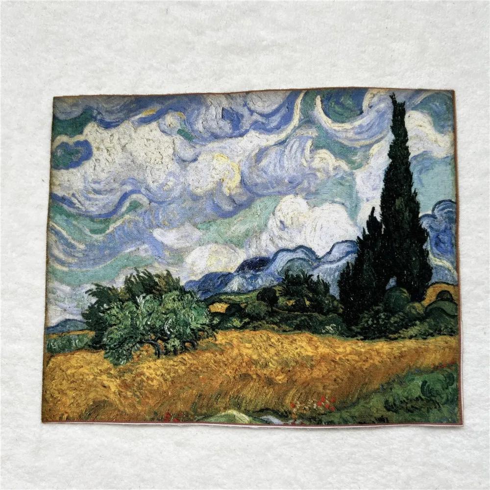 1pcs20x25cm mundialmente famoso pintura a óleo campo de trigo retalhos tecidos de lona de algodão diy material de costura artesanato bordado - Image 1