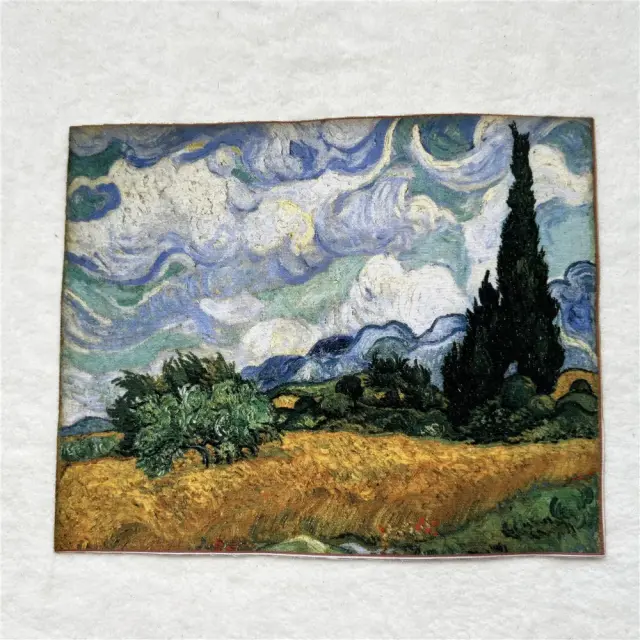 Pintura a Óleo de Campo de Trigo em Tecido de Lona de Algodão 20x25cm para Artesanato e Bordado DIY