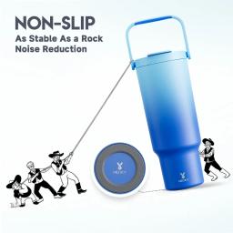 Meoky Copo de aço inoxidável, garrafa de água isolada a vácuo azul para home office ou carro, copo reutilizável, flip resistente a vazamento, 40oz - Image 6