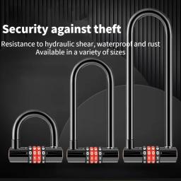 U-Shaped Extended Anti-theft Combination Lock, Porta de Vidro Duplo, Loja Cadeado, Bicicleta Bloqueio, Acessórios para bicicletas, Esportes ao ar livre - Image 6