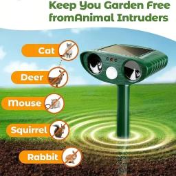 1pc Ultrasonic Repelente Animal Cat Dog Repelente Solar Powered Jardim Recarregável Impermeável Animal Deterrent Para Farm Yard - Image 1