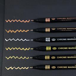 Metal cromado marcador, ouro rosa, toque-up tinta colorida, DIY líquido de alto brilho, oleosa assinatura espelho caneta, pacote único - Image 2