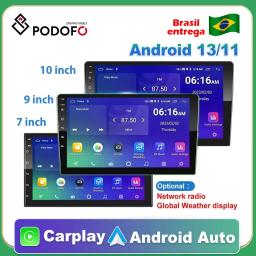 Podofo-Leitor multimídia carro para VW Ford, Auto Rádio, Carplay, GPS, Áudio, Wi-Fi, BT, Android 12, 7 ", 9", 10" - Image 1