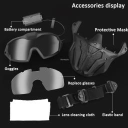 Máscara airsoft óculos destacáveis com ventilador anti-nevoeiro tático paintball máscara protetora facial completa tiro cs máscaras - Image 5