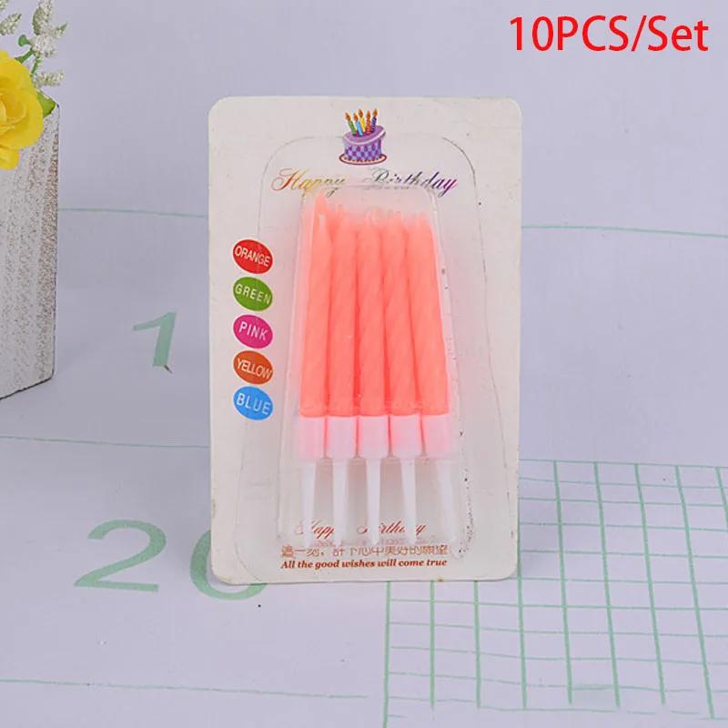 Tópico Cor Velas De Aniversário Com Suporte, Bolo De Vela, Fontes Do Partido Do Evento, Decoração Do Casamento, 10Pcs por Conjunto - Image 1