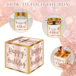 Caixa de Presente com Adesivos DIY, Adequado Para Qualquer Idade, Rosa, Rosa, Ouro, Surpresa Birthday Party, Caixa De Presente Em Dinheiro, Decoração - Image 4