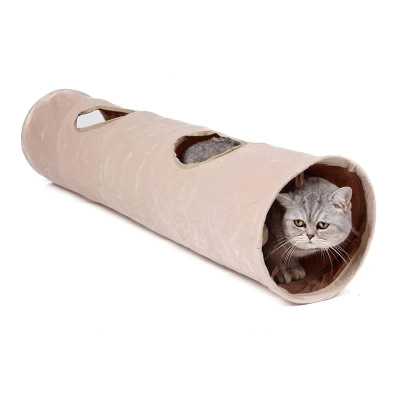 Canal de pelúcia dobrável para gato de estimação, camurça dobrável, brinquedo educativo, inverno quente, brinquedos interativos, Cat Supplies, 25x120cm - Image 1