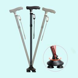 Bastão Dobrável de Alumínio com Luz, Bastões Retráteis, Trekking Poles para Velho, Muletas Elegantes para os Idosos, Vovô - Image 1