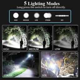 Lanterna De LED De Alta Potência, Tocha Recarregável, Lanterna Tática, Lanterna Ultra Poderosa, Carregamento USB, Ao Ar Livre - Image 2