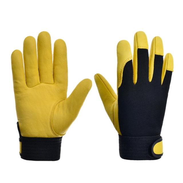Luvas de Jardinagem Portátil para Homens e Mulheres - Estilo Imitação de Pele de Carneiro, Destreza e Respirabilidade em Amarelo e Preto