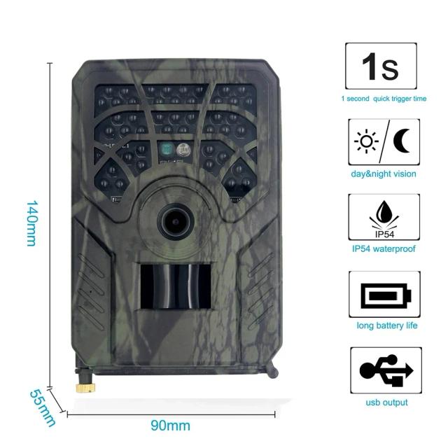 Câmera de Caça Impermeável PR300C com Visão Noturna, Transporte Fácil e Peças Portáteis para Monitoramento de Animais Selvagens