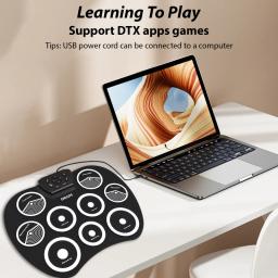 Conjunto de bateria eletrônica, bateria laminada à mão, interface midi de 9 almofadas, suporta jogos dtx, conjunto de bateria portátil, presentes com pedais de baquetas - Image 3