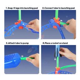 Crianças ao ar livre foguete bomba de pedal ao ar livre pressão de ar crescente conjunto de foguete salto aerodinâmico foguete lançador de jogos para crianças brinquedos presentes - Image 4