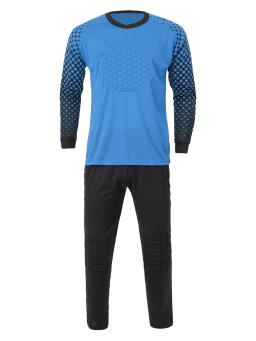 Criança meninos futebol guarda-redes roupa esporte terno futebol treinamento jogo uniforme manga longa esponja acolchoado camiseta com sweatpants - Image 3