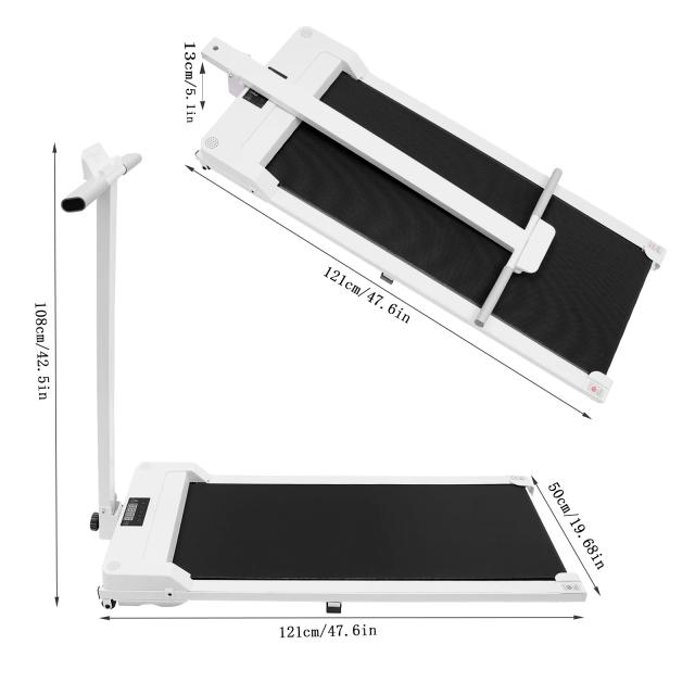Esteira Elétrica Dobrável Plana com LED - Walking Pad em Branco e Preto