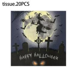 Guardanapos de festa temática 2-Ply Halloween, Placemats de papel decorativo, série bruxa, criativo assustador, novo, 33x33cm, 20 unidades por pacote - Image 3