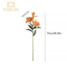 PVC Lily Bouquet para decoração Home, impressão 3D, simulação flor, arranjo de flores do casamento, venda quente, 3 cabeças - Image 5