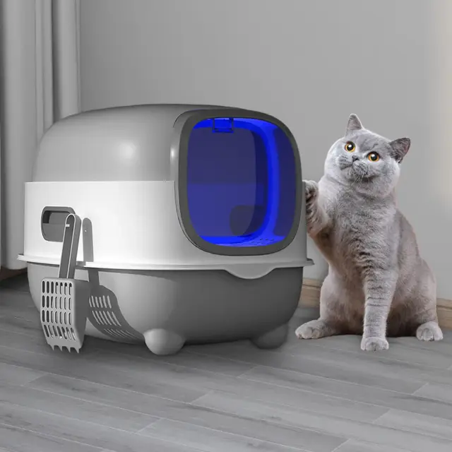 Caixa de Areia Reutilizável com Capuz para Gatos - Bandeja Removível, Sandbox Fechado e Durável, Fácil de Limpar