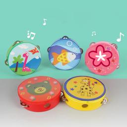 Desenhos animados mão tambor para crianças, pandeiro, instrumento de percussão musical, presentes do bebê, música brinquedos para crianças, 1x6in - Image 1
