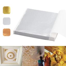 100 pçs arte artesanato design folhas de papel prático puro brilhante ouro prata rosa folha de ouro para dourado diy artesanato festa decoração - Image 2