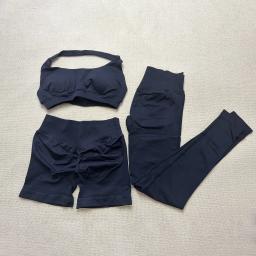 Nclagen conjunto esportivo feminino 2/3 peças roupas de ginástica treino impacto roupas esportivas terno de fitness sutiã calças curtas scrunch booty esporte outfit - Image 5