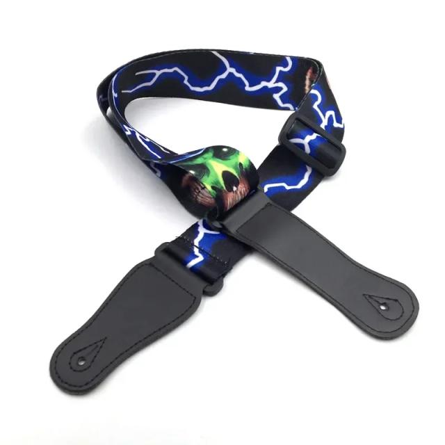 Correia de guitarra macia e ajustável com padrão único em nylon espesso para baixo elétrico e acústico, disponível em várias cores