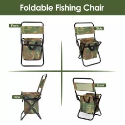 Mochila dobrável com encosto, cadeira portátil para acampar, caçar, pescar - Image 4