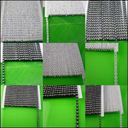 Ss16 tira de vidro cristalino ab 4mm, cores preto e branco, ajuste de plástico, decoração para fantasia, corrente com 1 jarda - Image 1