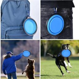 Tigela dobrável de água e comida para animais, viagem de acampamento ao ar livre, pequena tigela de gato, pratos com mosquetão - Image 2