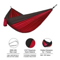 Rede portátil de acampamento ao ar livre para uma única pessoa com rede de nylon combinando com tecido de pára-quedas de alta resistência cama suspensa - Image 4