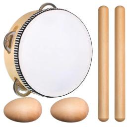 Pandeiros Musicais para Crianças, Percussão Musical, Incluindo Bastões De Ritmo Naturais, Cascavéis De Ovo De Madeira, Presente De Brinquedo, 5 PCs - Image 1