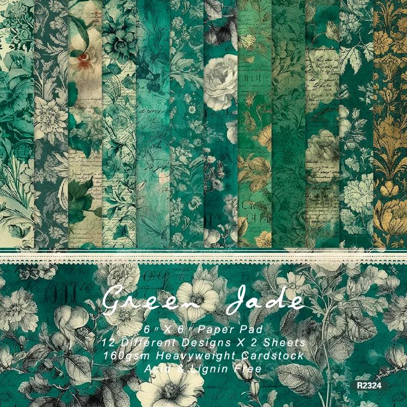 Panalisa-Pacote de Papel Scrapbook Floral Estilo Verde, Scrapbooking, Scrapbooking Modelado, Artesanato DIY, Fundo, 24 Folhas, 6 "x 6" - Image 1