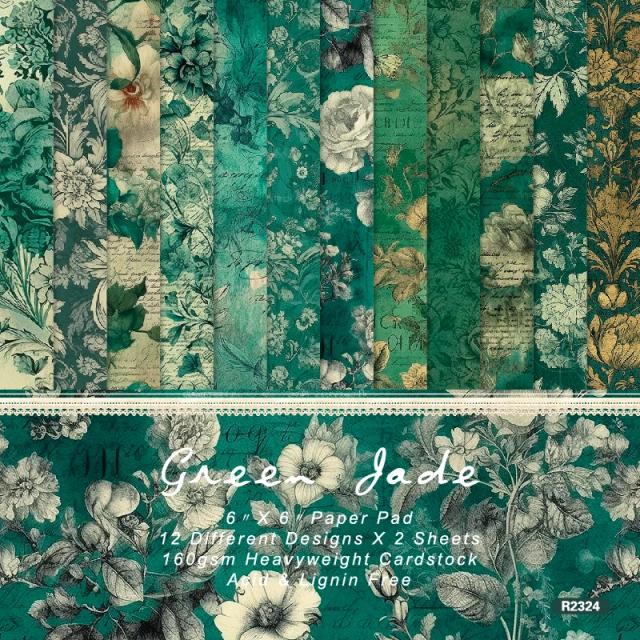Panalisa Pacote Floral de Papel Scrapbook Verde com 24 Folhas 6"x6" para Artesanato DIY e Scrapbooking Modelado