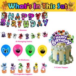 Decoração Set para festa de aniversário infantil, balão, banner, bolo Topper, brinquedos decorativos, novo, sorrindo uma - Image 2