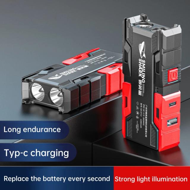 Lanterna LED Recarregável em Formato de Tubarão com Alto Brilho e Longo Alcance, Ideal para Uso Noturno e Resistente à Água