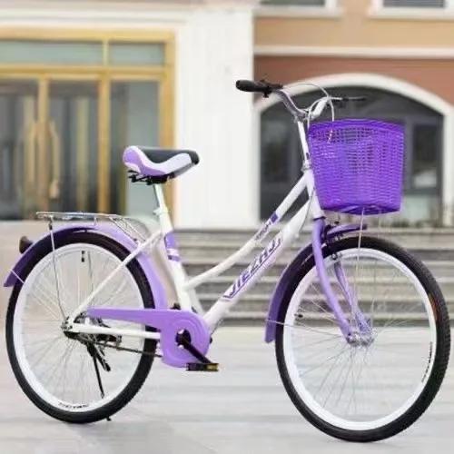 Bicicleta Urbana Clássica de Aço 24/26 Polegadas Velocidade Única para Adultos