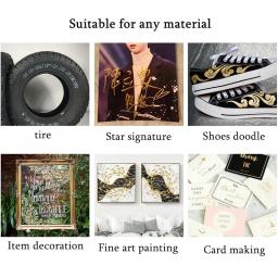 Metal impermeável permanente pintura marcador conjunto de canetas, ouro branco e escova de prata, arte artesanal, desenho caneta, material escolar - Image 6