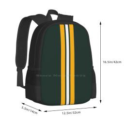 Mochila de faculdade para estudante universitário adolescente, Green Bay Futebol Padrão Design, Yellow Sports Team, Player Game, Mulheres - Image 3