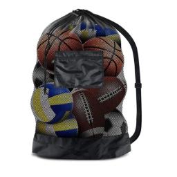 Grande saco de bola esportiva, saco de bolas de equipe de futebol de malha, saco de armazenamento de equipamento esportivo com cordão para pano de praia e artes de natação - Image 2