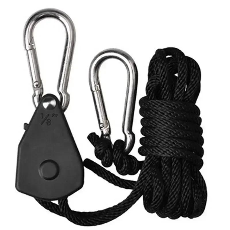 Cordão ajustável Pendurado para Camping, Ratchet Hanger, Pulley Lifting, Pulley Hook, Plant Lamp Rope, Outdoor, Camping, 5m, 8 Polegada - Image 1