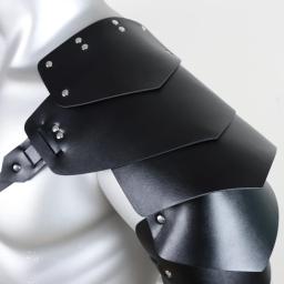 Armadura de ombro multicamada masculina, estilo guerreiro viking preto, armadura retrô medieval, acessório de cosplay - Image 6