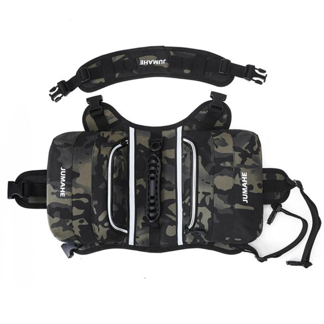 Mochila Tática para Cães de Médio Porte com Segurança Reflexiva e Compartimentos para Camping e Viagens